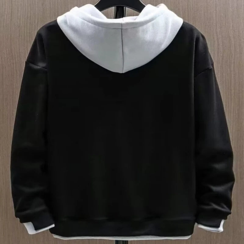 Men’s Patchwork Pullover Sweatshirt Casual Streetwear
