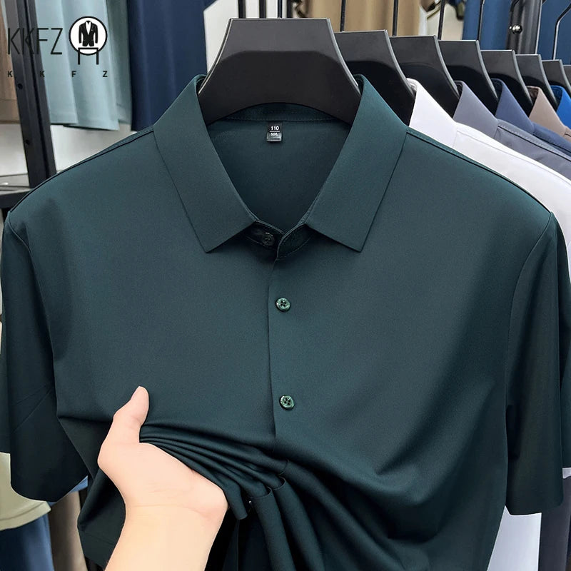 Men's Ice Silk Short Sleeve Shirt – Lightweight Casual