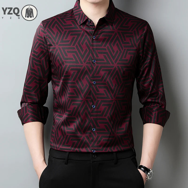 Men's Casual Printed Shirt – Long Sleeve Smart Style