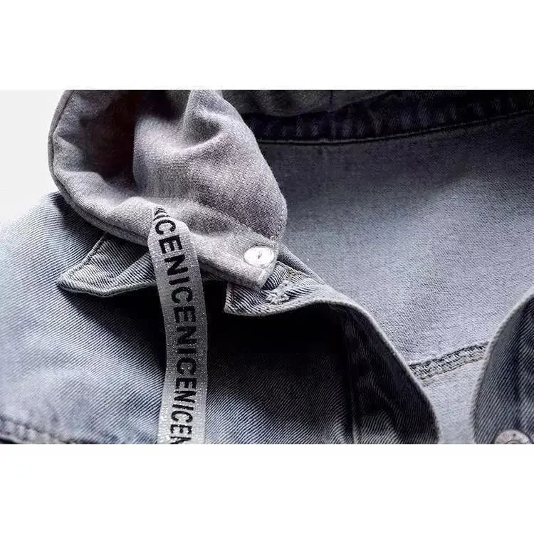 Women’s Hooded Denim Jacket With Large Pockets