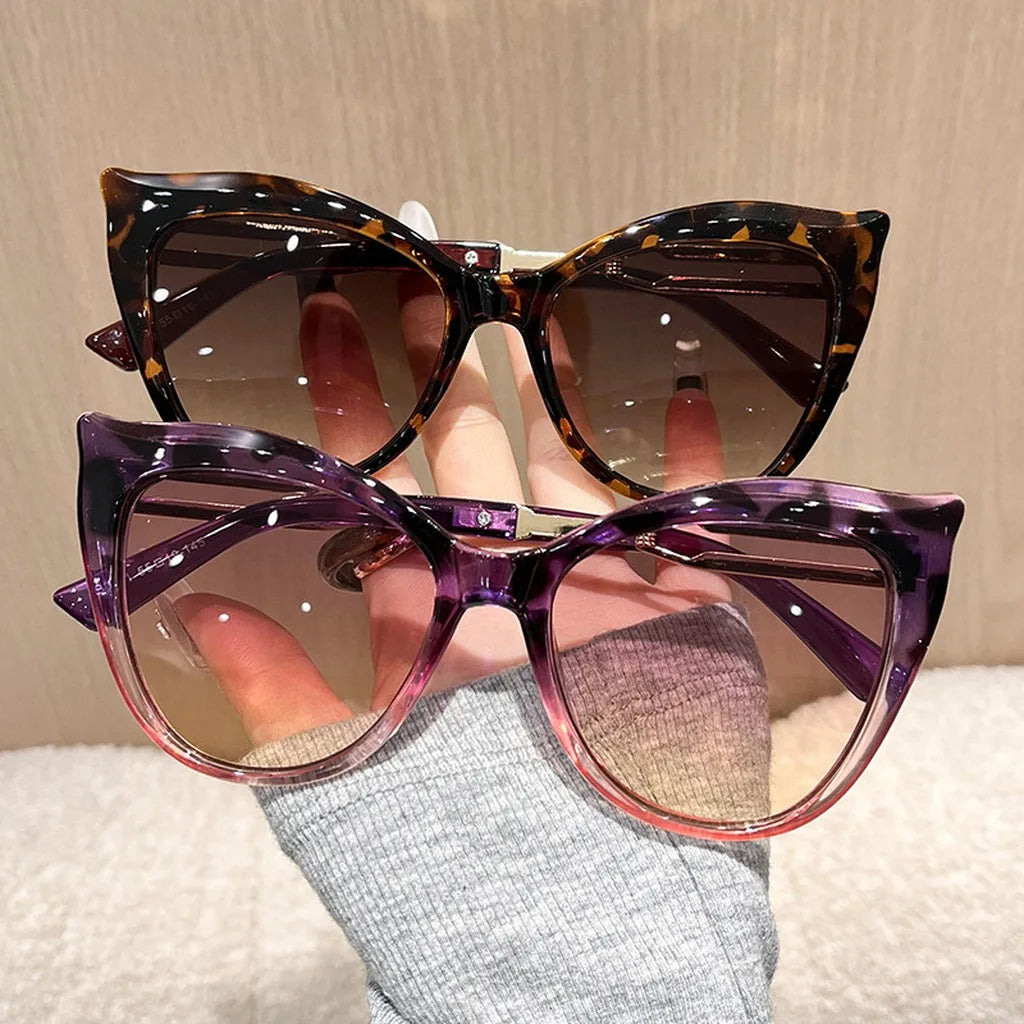 Women’s Cat Eye Oversized Sunglasses UV400 Big Frame