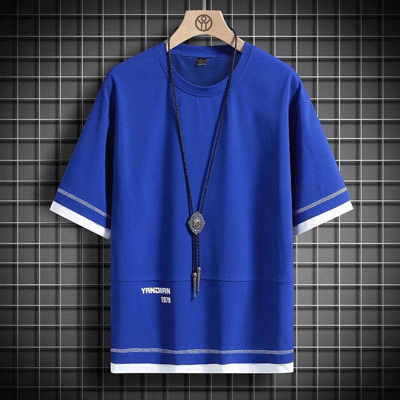 T6815   6 Color Men's Hip Hop Oversized Streetwear T-Shirt