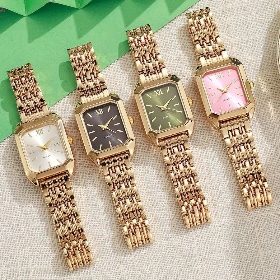 Women’s Gold Square Quartz Watch – Minimalist Bracelet