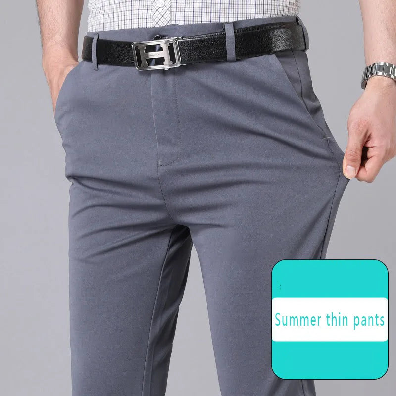 Men’s Smart Casual Stretch Trousers Fast-Dry Straight