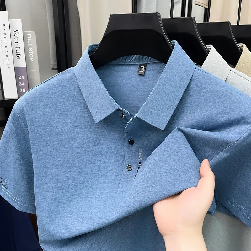Men’s Knit Polo Shirt – Casual Anti-Wrinkle Top