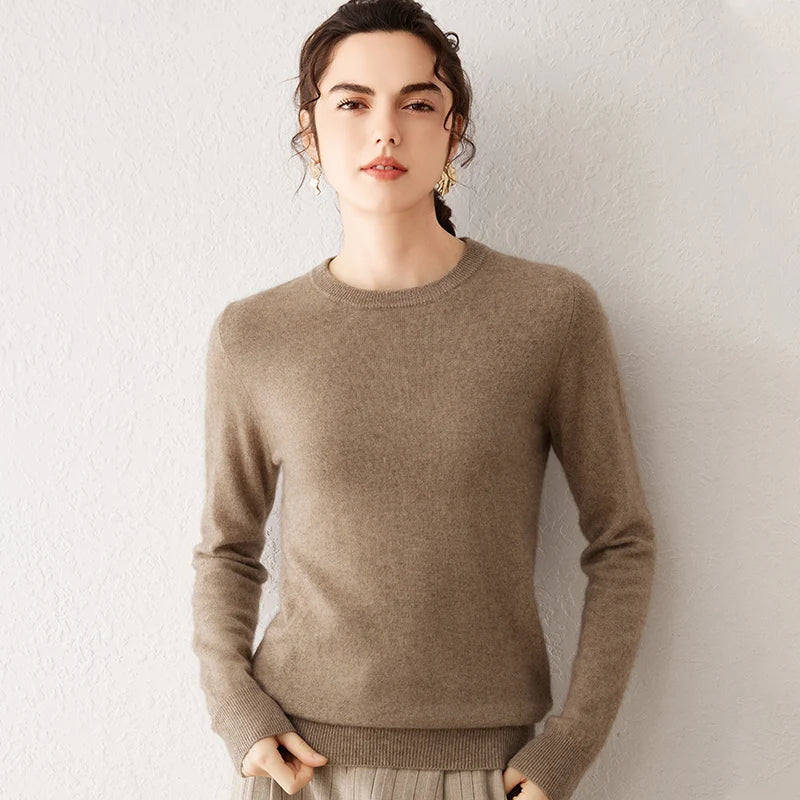 ben zi se Color Women’s Cashmere Knit Sweater Crew Neck Long Sleeve