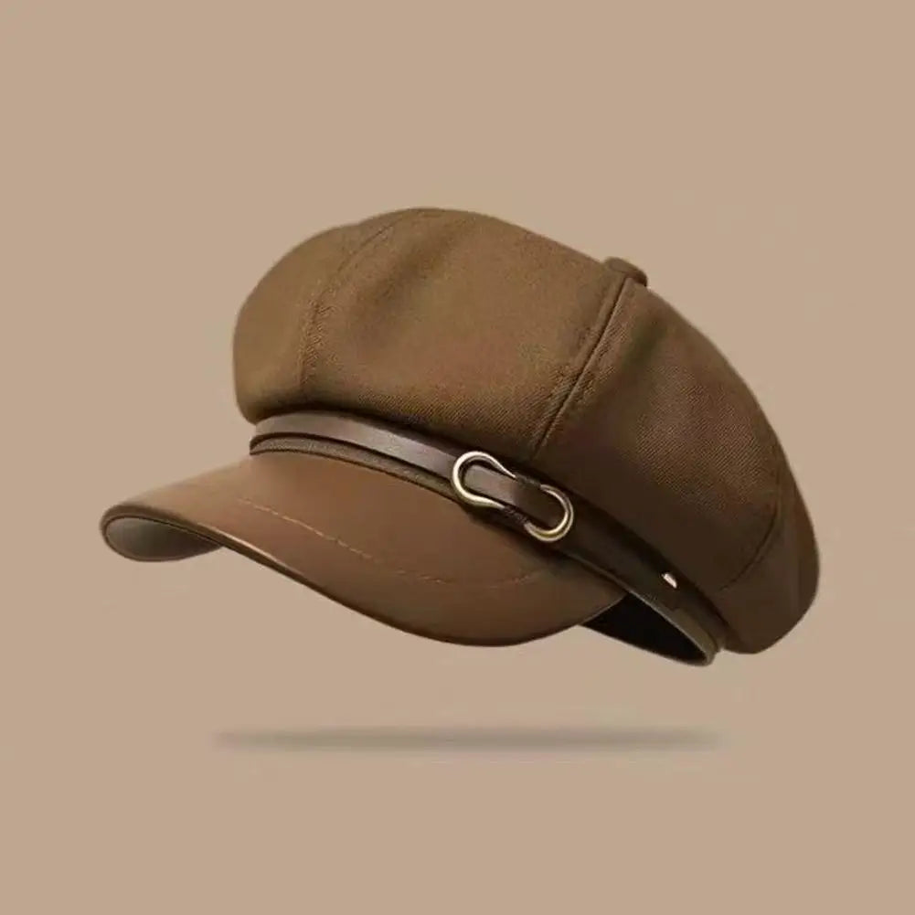 Retro Octagonal Beret Cap – Soft Wool Blend Newsboy Style