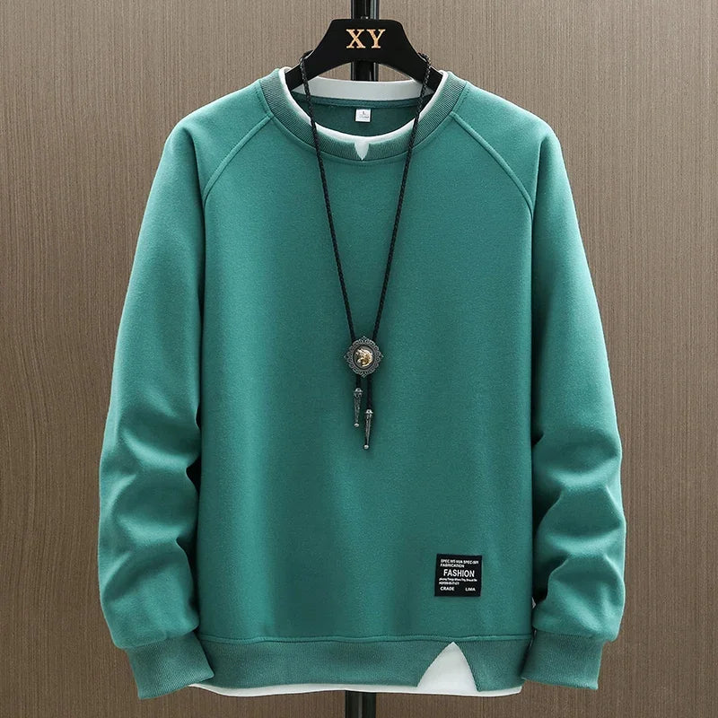 Men’s Patchwork Fake Two-Piece Casual Sweatshirt
