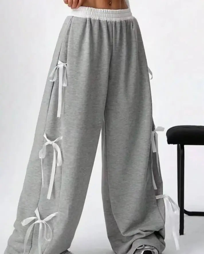 gray with pocket Color Women’s Mid-Rise Paisley Casual Skirt Pants With Pockets