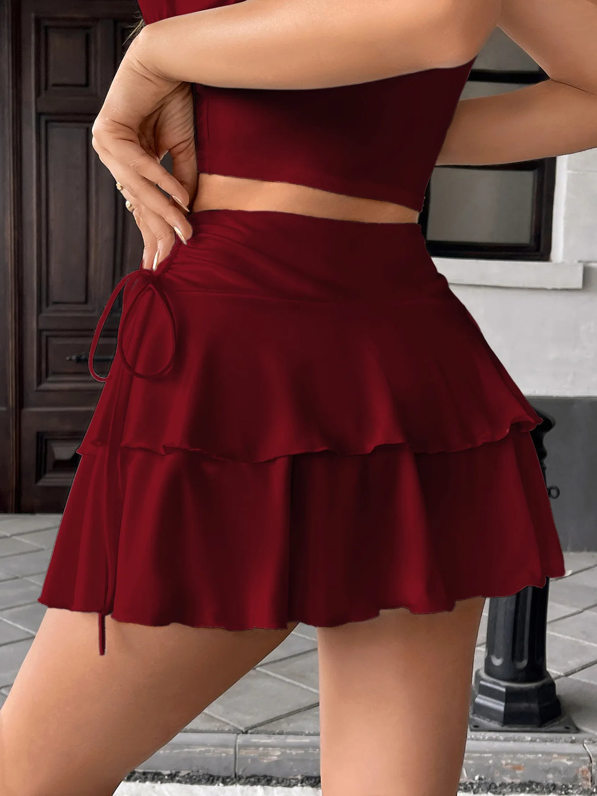 Balletcore High-Waist Ruffle Mini Skirt For Women