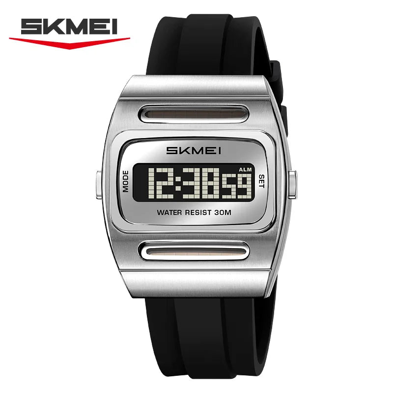 Silver Color Men’s Digital Sports Watch With Alarm, Date & Backlight