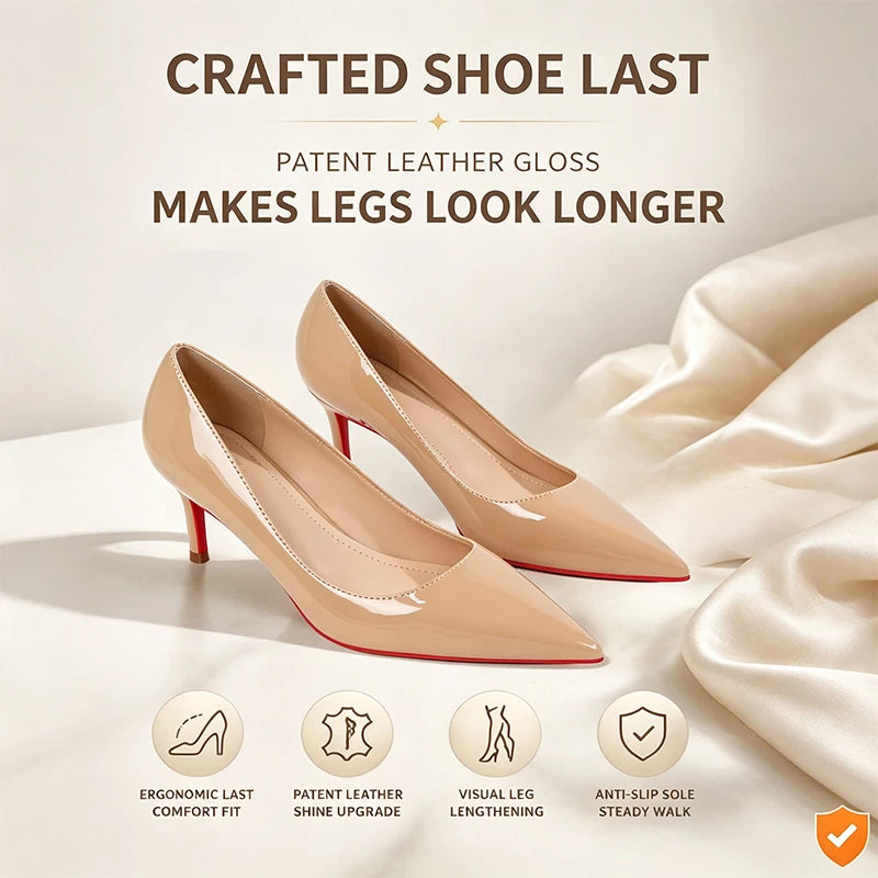 Women’s Patent Leather Pointed Toe Slingback Heels