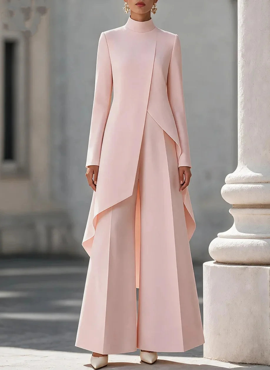 Women’s Wide Leg Pants Set With Long Sleeve Top