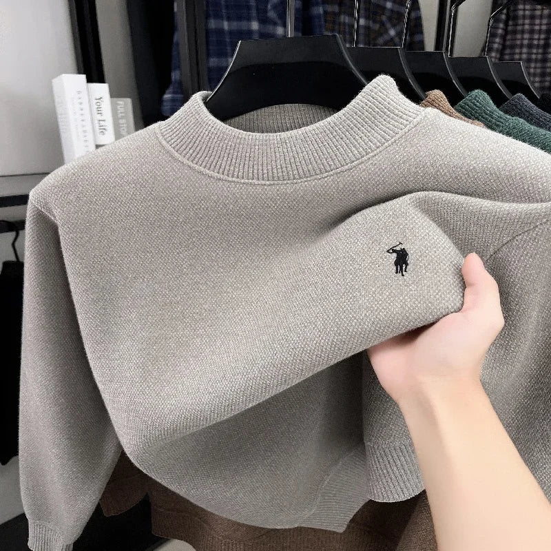 Men's Embroidered Horse Knit Sweater Pullover