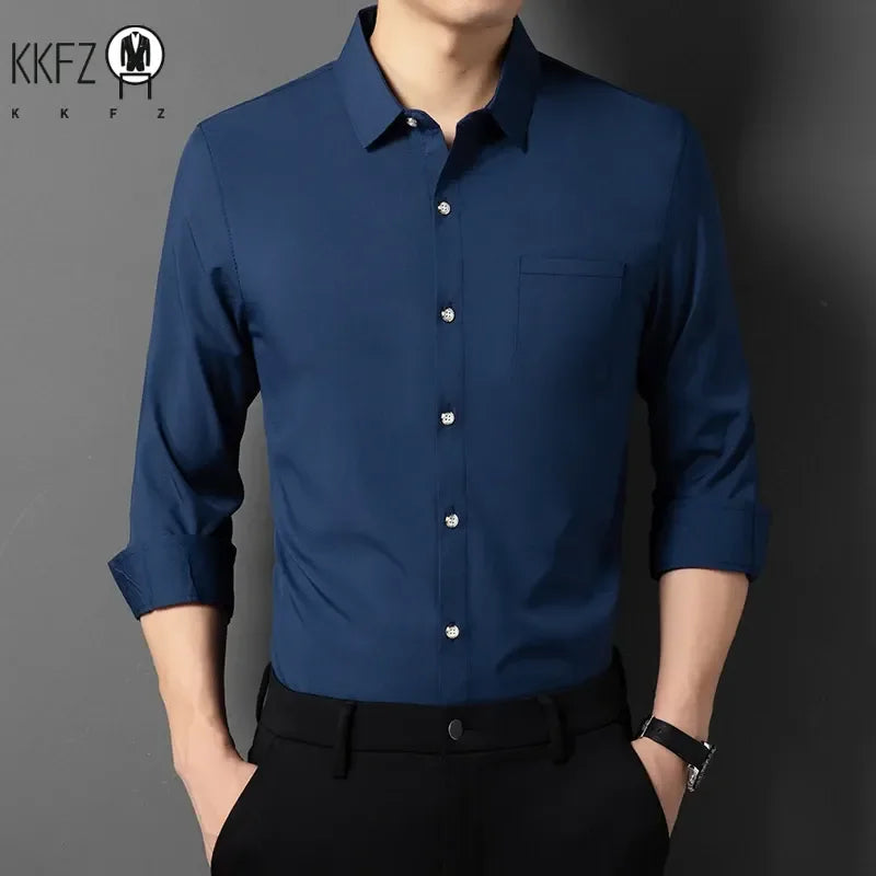 Men's Wrinkle-Resistant Long Sleeve Smart Casual Shirt