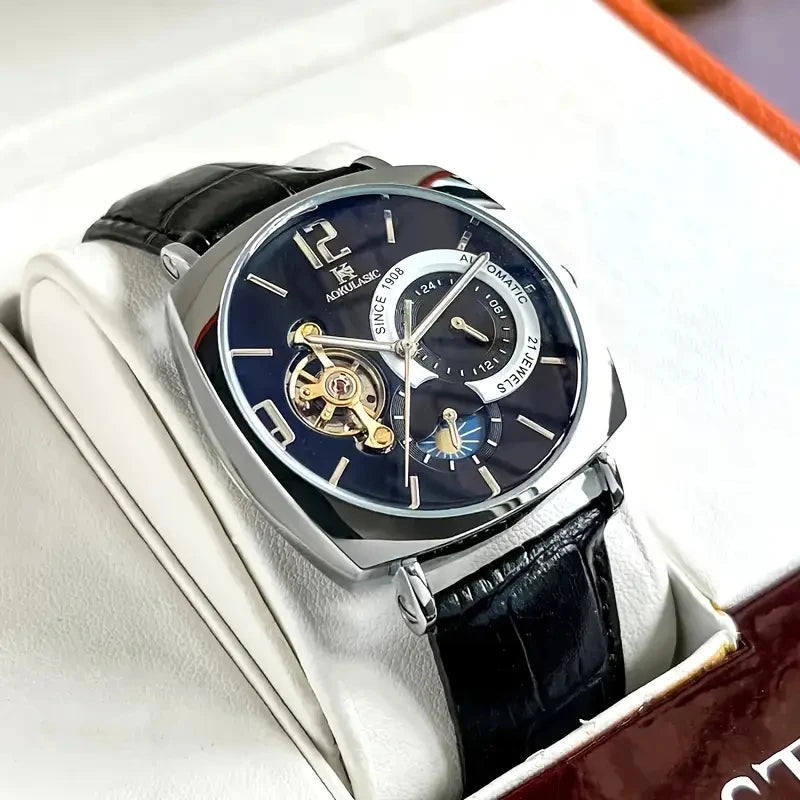 Retro Automatic Skeleton Men’s Watch With Leather Strap