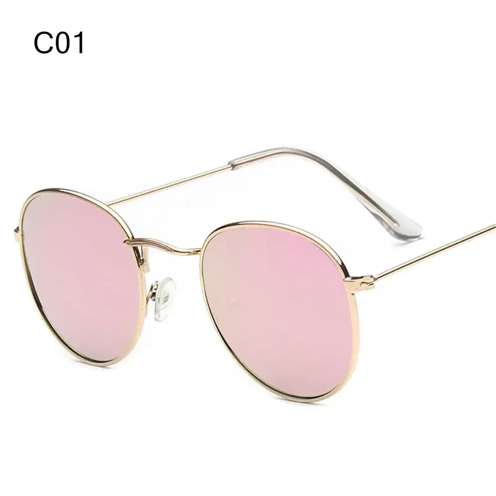 C01 Color Vintage Round Metal Sunglasses With UV400 Protection