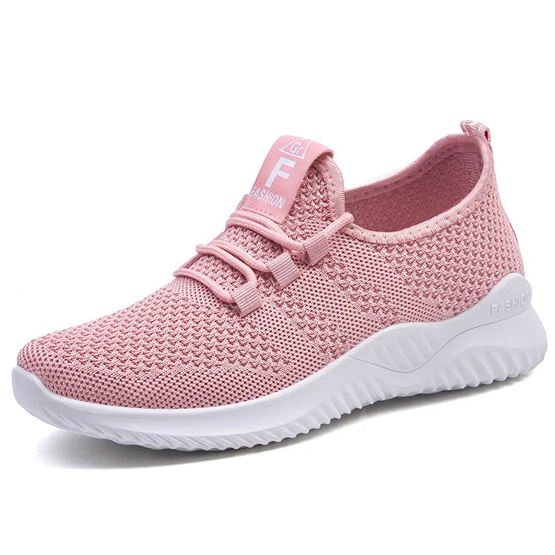 Pink Color Women’s Mesh Walking Sneakers – Breathable Soft Sole