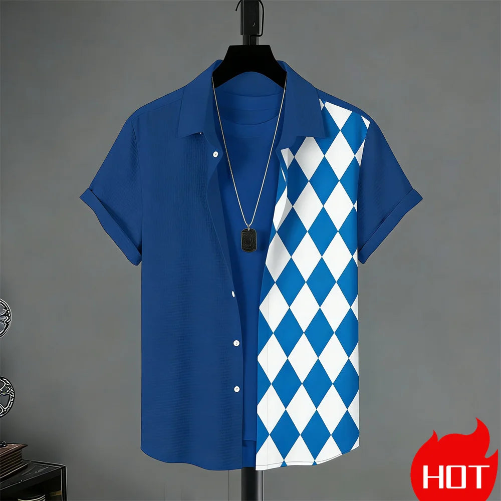 Men’s Summer Hawaiian Shirt With Stripe Print