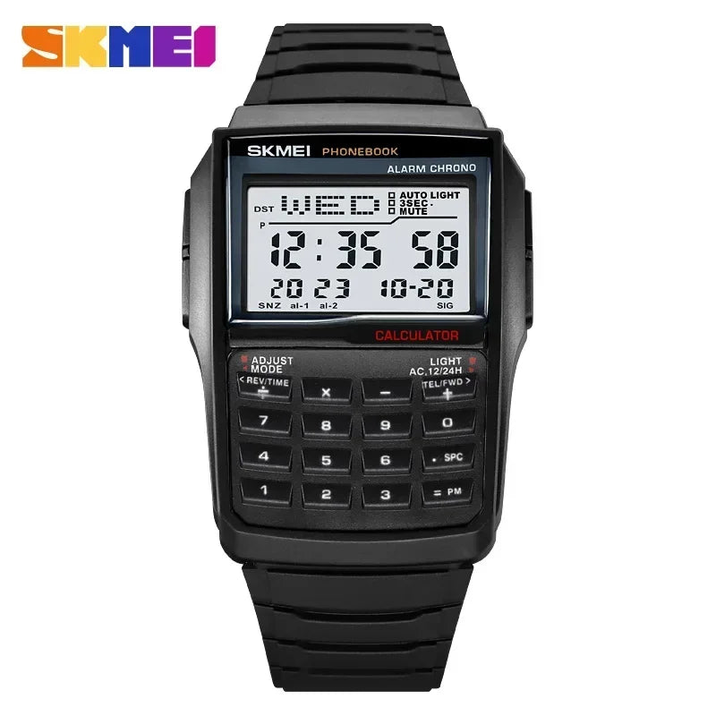 black Color Men’s Digital Sports Watch With Dual Time & Alarm