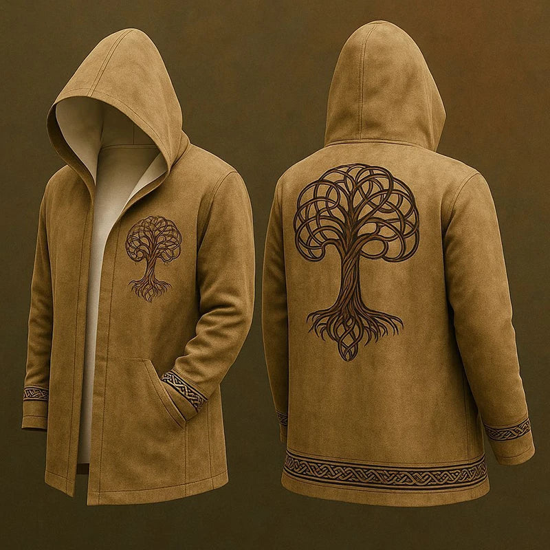 Men’s Vintage Gothic Hooded Coat Open Front Cardigan