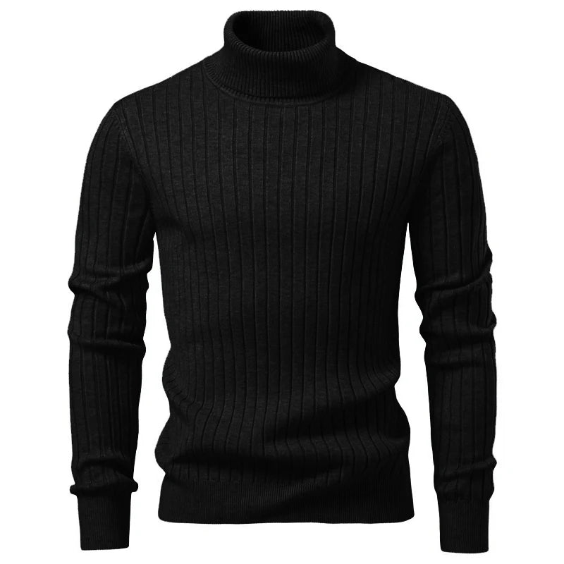 Men's Striped Turtleneck Knit Sweater – Warm Casual