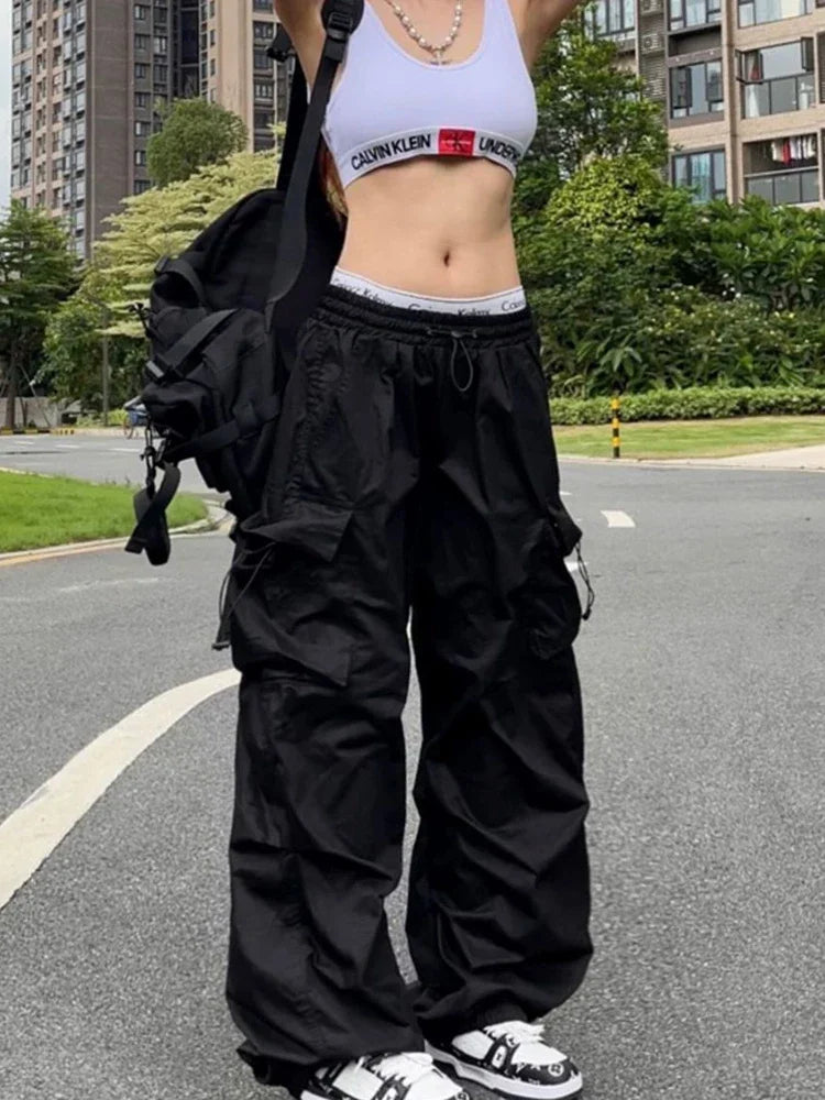 Women’s Cargo Sweatpants Low Waist Loose Streetwear
