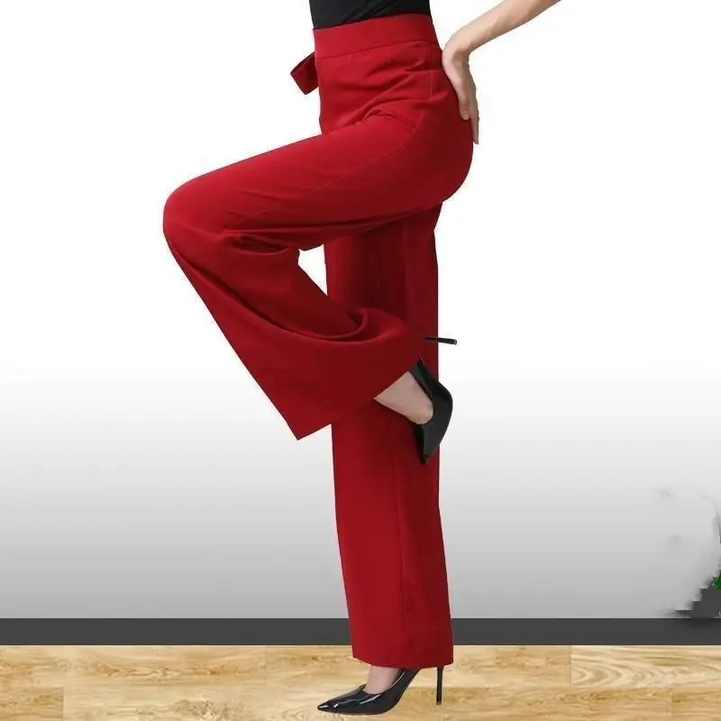 Women’s High Waist Straight Pants With Bow Detail