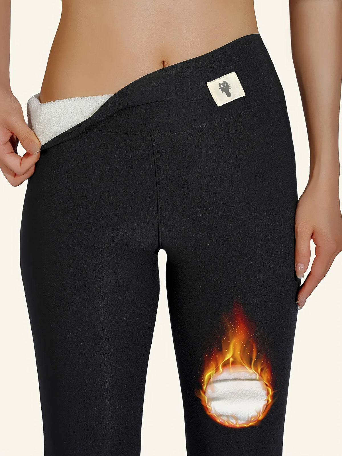 Women’s Lamb Cashmere Fleece Leggings High Waist Slim Fit