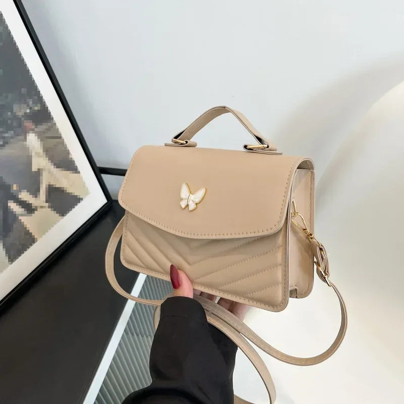 Women’s PU Crossbody Shoulder Bag With Butterfly Detail