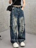 Women’s Tie-Dye Cargo Pants High Waist Wide Leg