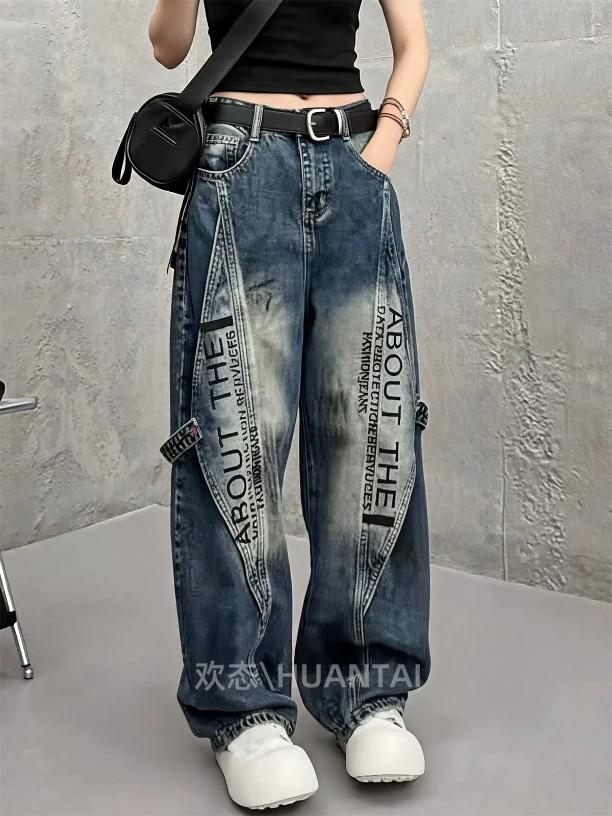 Women’s Tie-Dye Cargo Pants High Waist Wide Leg