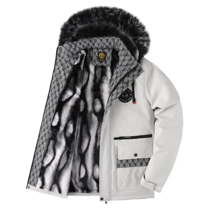 Men’s Hooded Winter Parka Jacket With Fur Collar