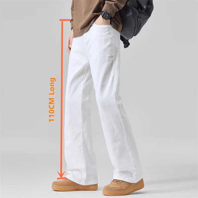 Men’s Extra Long White Straight Leg Jeans