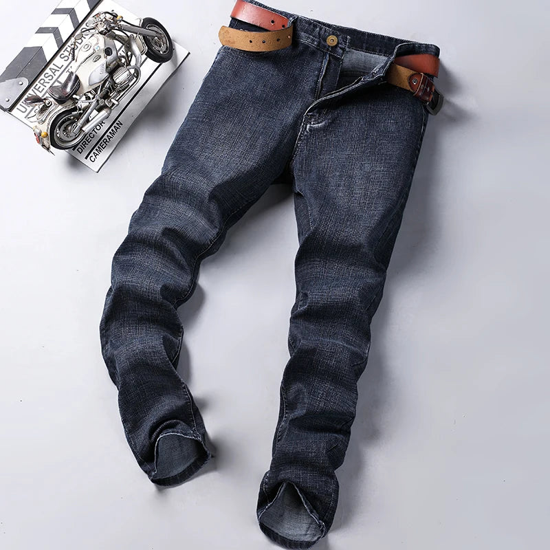 Men's Slim Straight Stretch Jeans Classic Blue Black