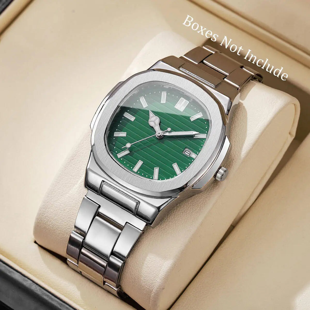 Men’s Square Dial Quartz Watch With Metal Bracelet