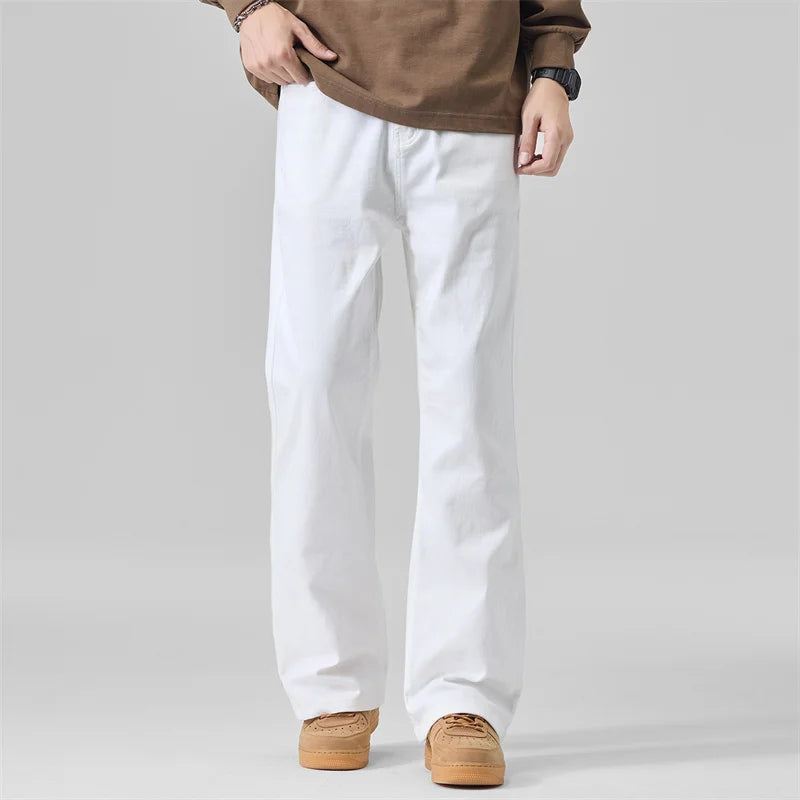 Men’s Extra Long White Straight Leg Jeans