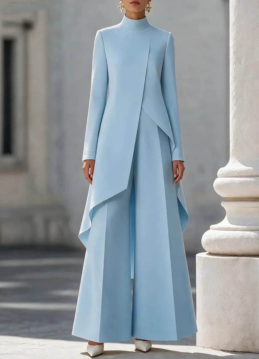 Women’s Wide Leg Pants Set With Long Sleeve Top
