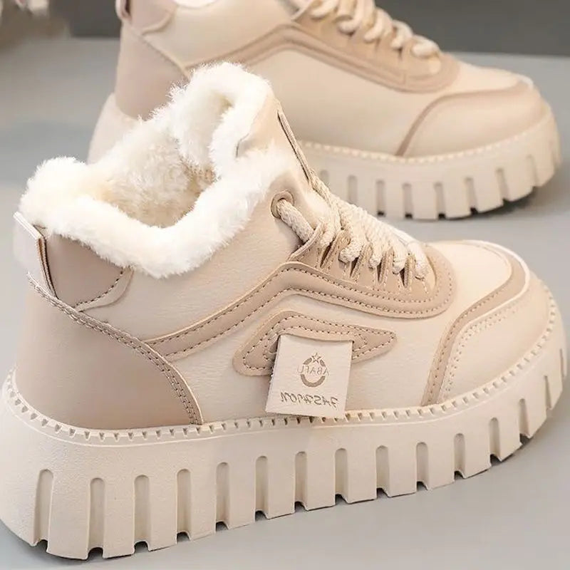 Women’s Ankle Snow Boots With Plush Lining, Thick Sole