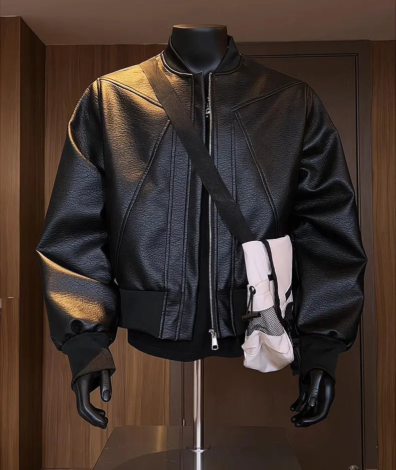 Men's Retro PU Leather Motorcycle Jacket With Zipper