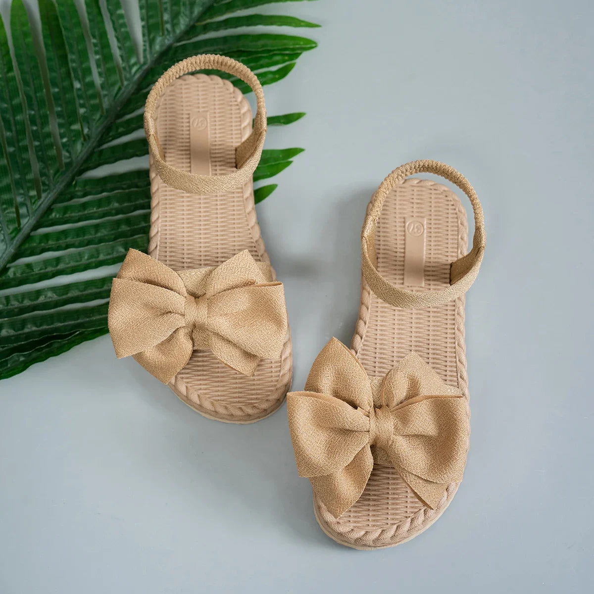 Women’s Flat Beach Sandals Slip-On With Bow Strap