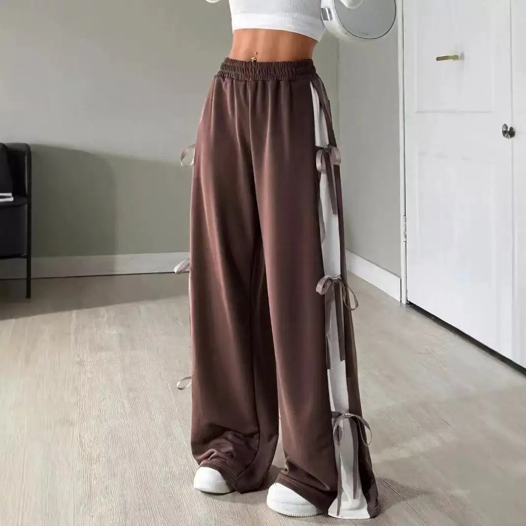 Brown with pockets Color Women’s Mid-Rise Paisley Casual Skirt Pants With Pockets