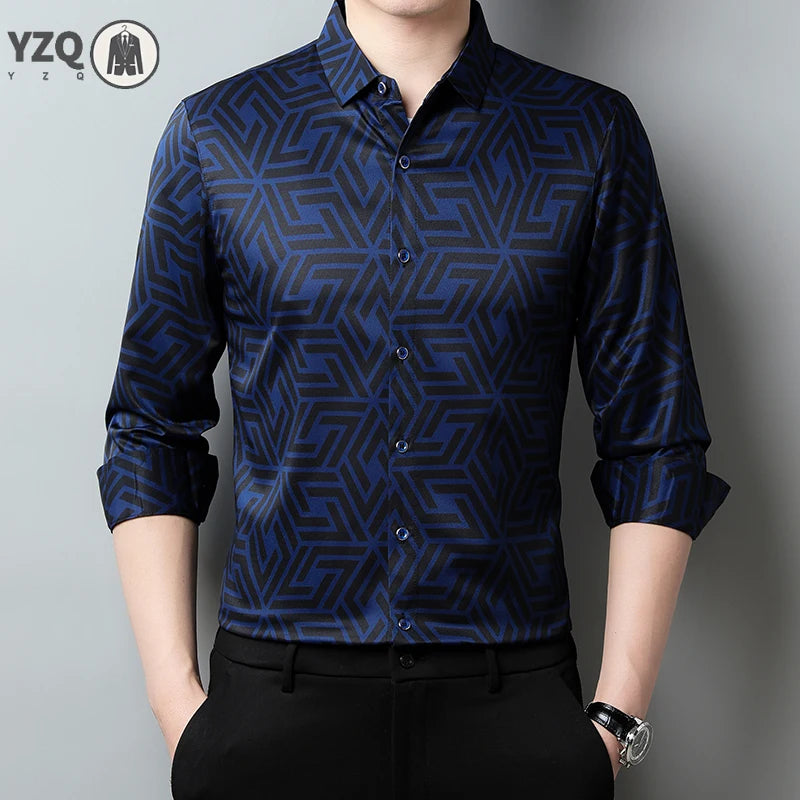 Men's Casual Printed Shirt – Long Sleeve Smart Style