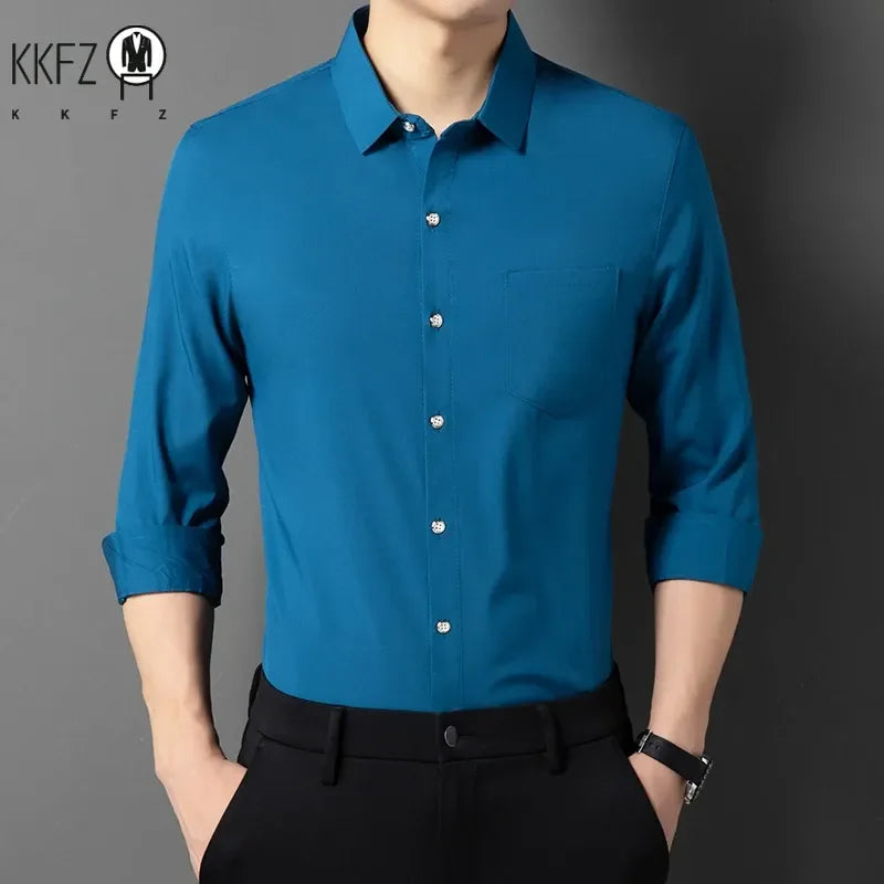 Men's Wrinkle-Resistant Long Sleeve Smart Casual Shirt