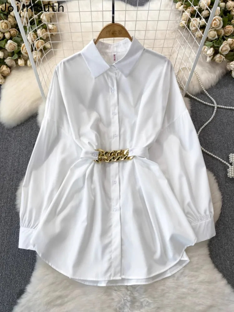 Women’s Long Sleeve Vintage Shirt Blouse Slim Fit