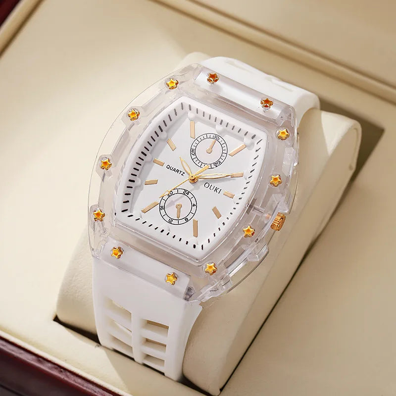Unisex Tonneau Sport Quartz Watch With Alloy Band