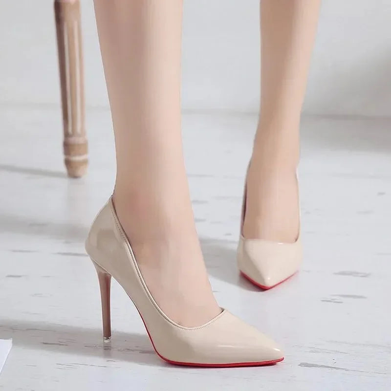 Women’s Patent Leather Stiletto Pumps – Pointed Toe