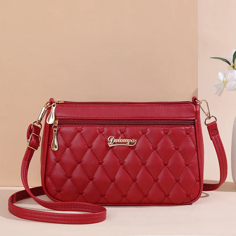 small red Color Women’s PU Leather Satchel Handbag With Fur Charm