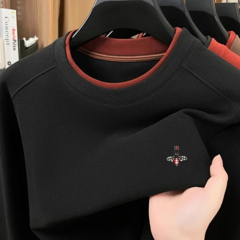 Men’s Velvet Long Sleeve T-Shirt With Bee Embroidery