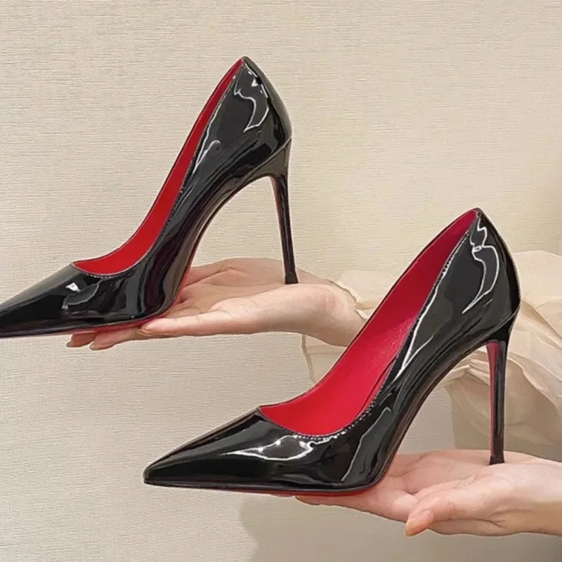 Women’s Patent Leather Stiletto Pumps – Pointed Toe